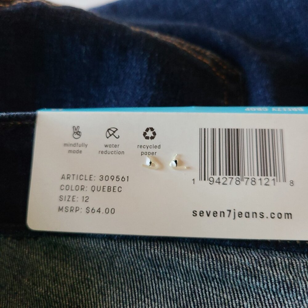 SEVEN 7 HIGH RISE BLUE BREEZY CROPPED RAW HEM JEANS HIGH RISE SKIMMER SIZE 12 - Picture 9 of 11